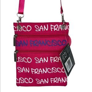 Robin Ruth Pink San Francisco Textile Adjustable Crossbody Bag